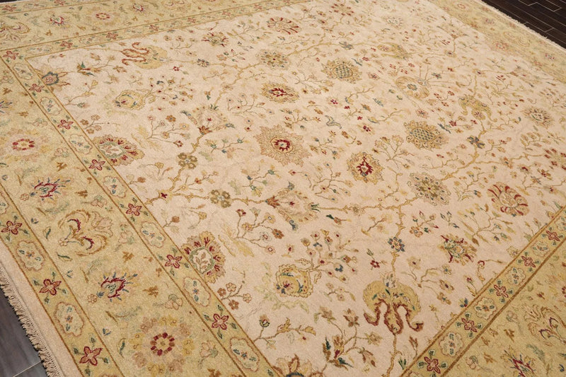 9'1'' x 11'10'' Hand Knotted 100% Wool Peshawar 200 KPSI Oriental Area Rug Beige