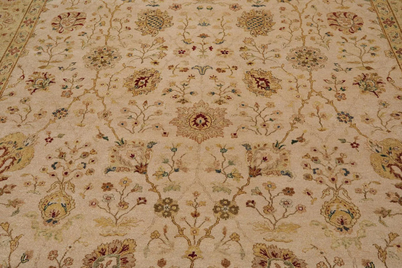 9'1'' x 11'10'' Hand Knotted 100% Wool Peshawar 200 KPSI Oriental Area Rug Beige