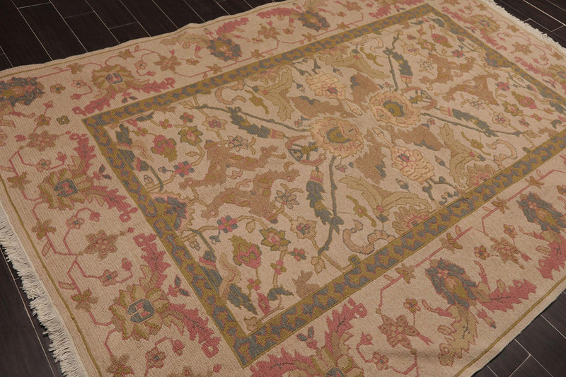 5'9" x 8'9" Hand Knotted Reversible 100% Wool Tibetan Area Rug Tan