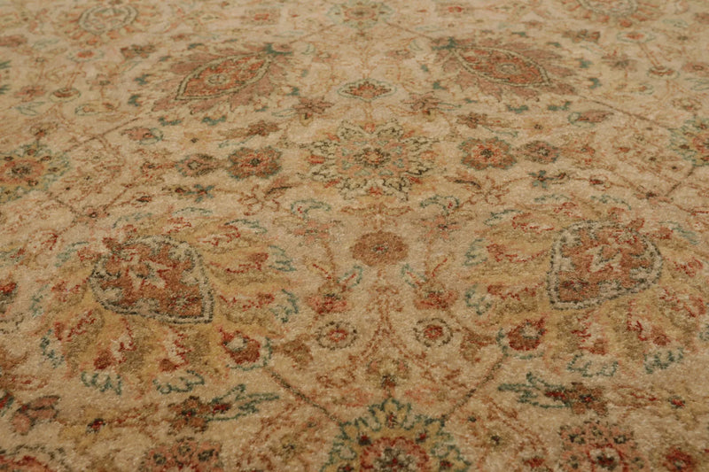 8x10 Tan, Rust Hand Knotted 100% Wool Agra Traditional 200 KPSI Oriental Area Rug