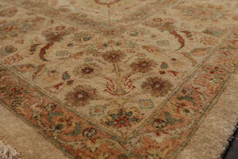 8x10 Tan, Rust Hand Knotted 100% Wool Agra Traditional 200 KPSI Oriental Area Rug