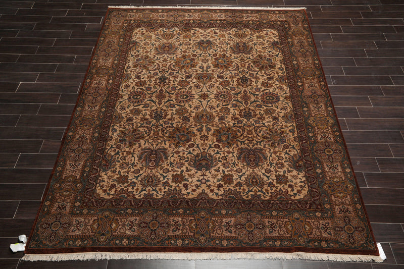 8'1" x 10'1" Hand Knotted 100% Wool 300 KPSI Oriental Area Rug Traditional Beige