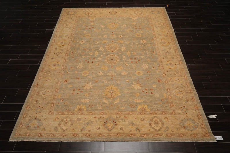 9'4" x 12'1" Hand Knotted Wool Chobi Peshawar Traditional Oriental Area Rug Aqua