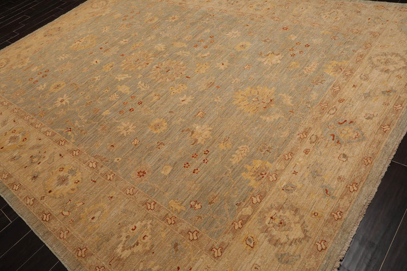 9'4" x 12'1" Hand Knotted Wool Chobi Peshawar Traditional Oriental Area Rug Aqua
