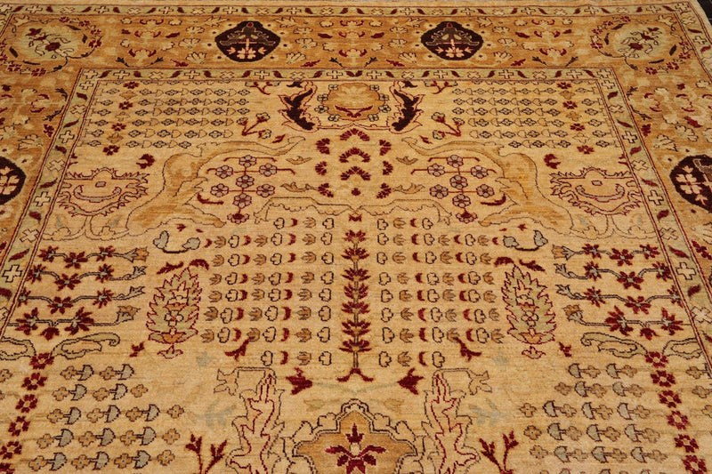 8'2" x 10'6" Hand Knotted 100% Wool Peshawar Traditional Oriental Area Rug Gold