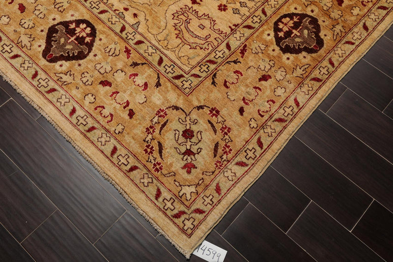 8'2" x 10'6" Hand Knotted 100% Wool Peshawar Traditional Oriental Area Rug Gold