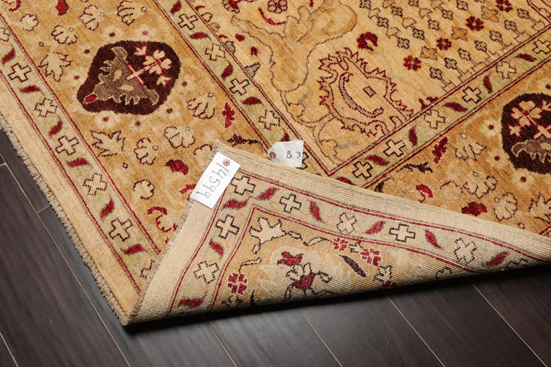 8'2" x 10'6" Hand Knotted 100% Wool Peshawar Traditional Oriental Area Rug Gold