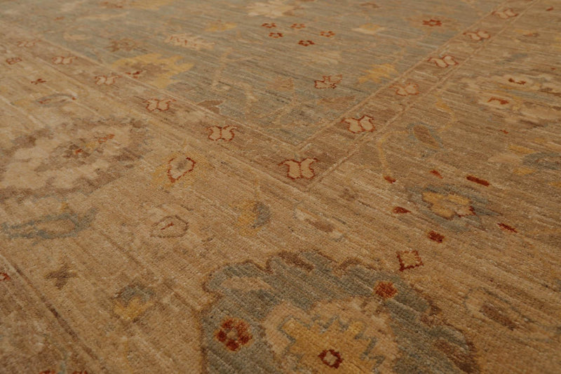 9'4" x 12'1" Hand Knotted Wool Chobi Peshawar Traditional Oriental Area Rug Aqua