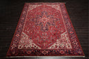 9'1" x 13'2" Masterpiece Hand Knotted Wool Authentic Herizz Oriental Area Rug Red with Orange Undertones