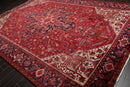 9'1" x 13'2" Masterpiece Hand Knotted Wool Authentic Herizz Oriental Area Rug Red with Orange Undertones
