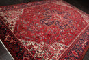 9'1" x 13'2" Masterpiece Hand Knotted Wool Authentic Herizz Oriental Area Rug Red with Orange Undertones