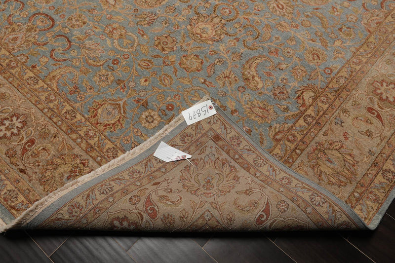 9'1" x 12'4" Hand Knotted Wool Traditional Agra 250 KPSI Oriental Area Rug Blue
