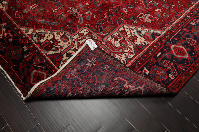 9'1" x 13'2" Masterpiece Hand Knotted Wool Authentic Herizz Oriental Area Rug Red with Orange Undertones