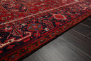 9'1" x 13'2" Masterpiece Hand Knotted Wool Authentic Herizz Oriental Area Rug Red with Orange Undertones