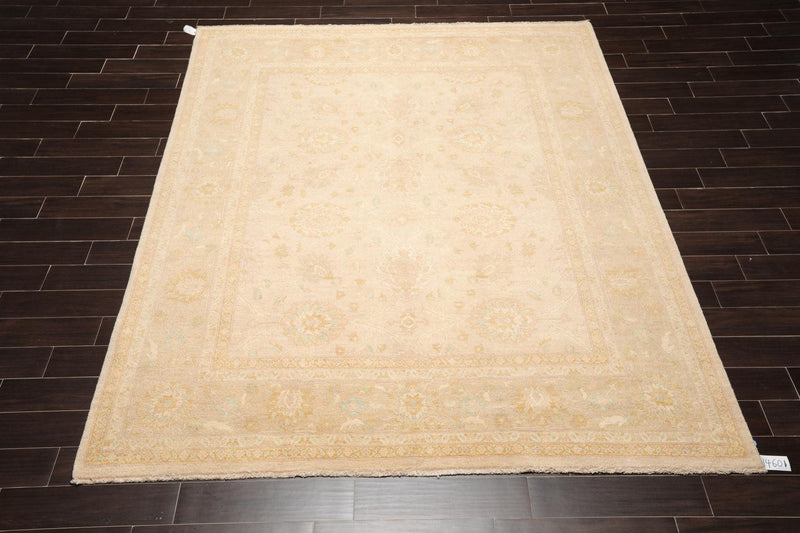 8' x 9'9" Hand Knotted Pakistan Peshawar Oriental Area Rug Muted Earth Tones