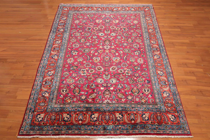 9x12 Rose, Orange Hand Knotted Wool Khorassan 200 KPSI Persian Oriental Area Rug