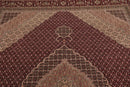 8x10 Red, Beige Hand Knotted Wool and Silk Fish Mahi Traditional 250 KPSI Oriental Area Rug