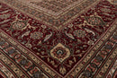 8x10 Red, Beige Hand Knotted Wool and Silk Fish Mahi Traditional 250 KPSI Oriental Area Rug