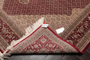 8x10 Red, Beige Hand Knotted Wool and Silk Fish Mahi Traditional 250 KPSI Oriental Area Rug
