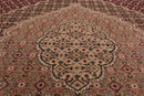 8x10 Red, Beige Hand Knotted Wool and Silk Fish Mahi Traditional 250 KPSI Oriental Area Rug