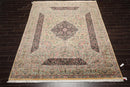 8'1"x 10'3" Hand Knotted Wool PakPersian 300 KPSI Area Rug Ivory Black Aqua