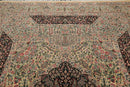 8'1"x 10'3" Hand Knotted Wool PakPersian 300 KPSI Area Rug Ivory Black Aqua