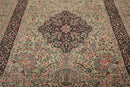 8'1"x 10'3" Hand Knotted Wool PakPersian 300 KPSI Area Rug Ivory Black Aqua