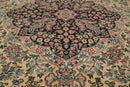 8'1"x 10'3" Hand Knotted Wool PakPersian 300 KPSI Area Rug Ivory Black Aqua