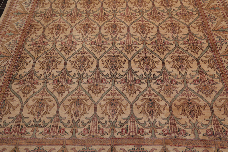 7'4" x 9'7" Hand Knotted 100% Wool 150 KPSI Agra Oriental Area Rug Beige