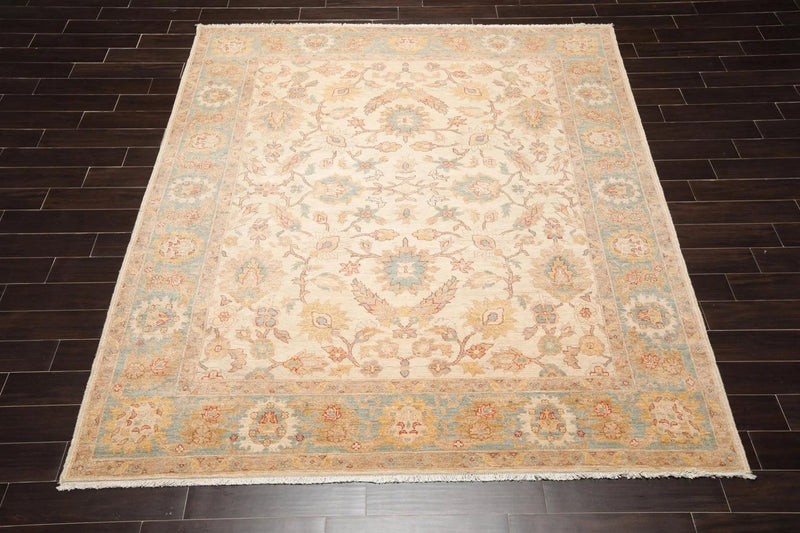 7'9'' x 9'5'' Hand Knotted Pak Peshawar Oriental Area Rug Beige