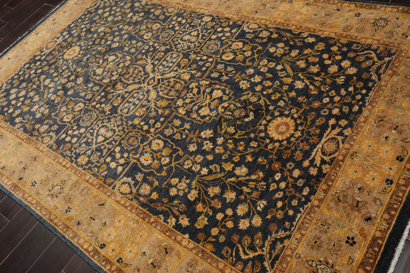 6' x 9'1" Hand Knotted 100% Wool Sarouk Traditional 250 KPSI Oriental Area Rug Champagne, Gold Color