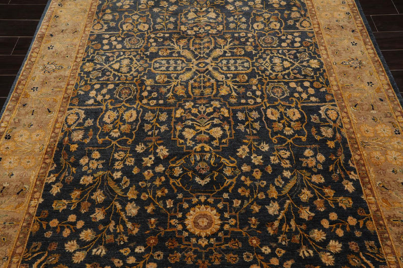 6' x 9'1" Hand Knotted 100% Wool Sarouk Traditional 250 KPSI Oriental Area Rug Champagne, Gold Color
