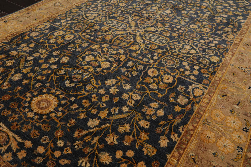 6' x 9'1" Hand Knotted 100% Wool Sarouk Traditional 250 KPSI Oriental Area Rug Champagne, Gold Color