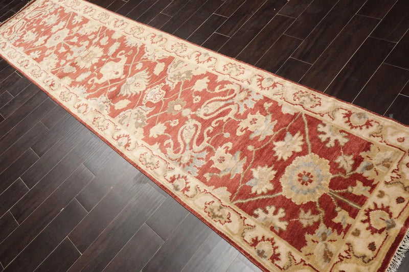 2'3''x11'11'' Hand Knotted Oushak 100% Wool Oushak Traditional Oriental Area Rug Rust, Beige Color Runner