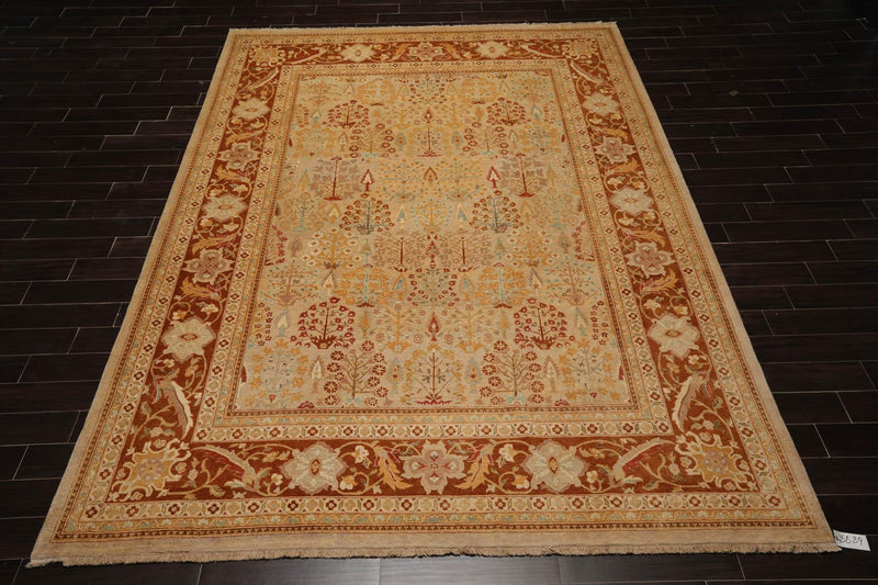 9'4"x12'6" Hand Knotted Wool 16/18 Pak Persian 300 KPSI Oriental Area Rug Beige