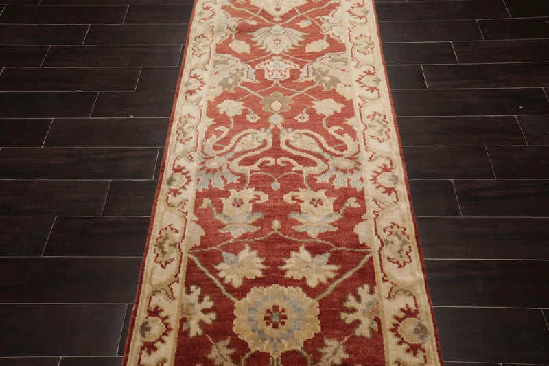 2'3''x11'11'' Hand Knotted Oushak 100% Wool Oushak Traditional Oriental Area Rug Rust, Beige Color Runner