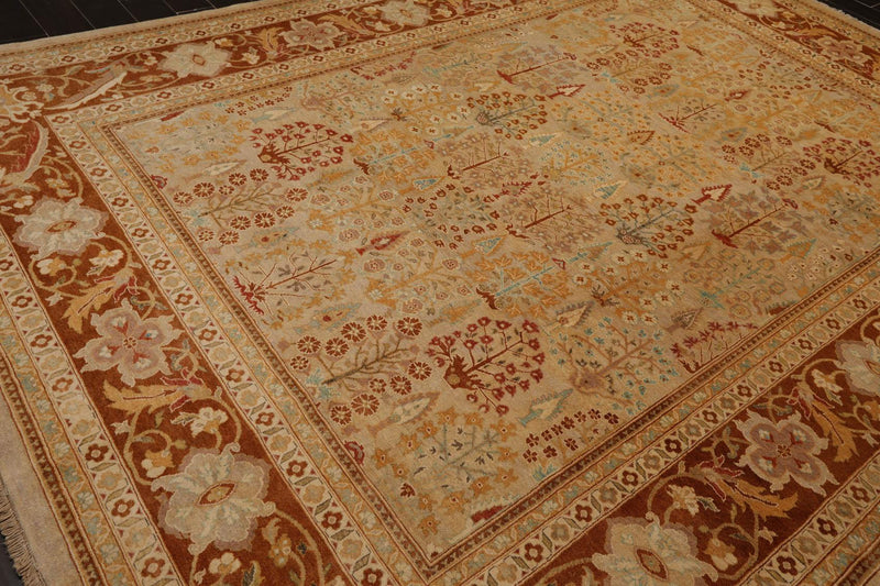 9'4"x12'6" Hand Knotted Wool 16/18 Pak Persian 300 KPSI Oriental Area Rug Beige