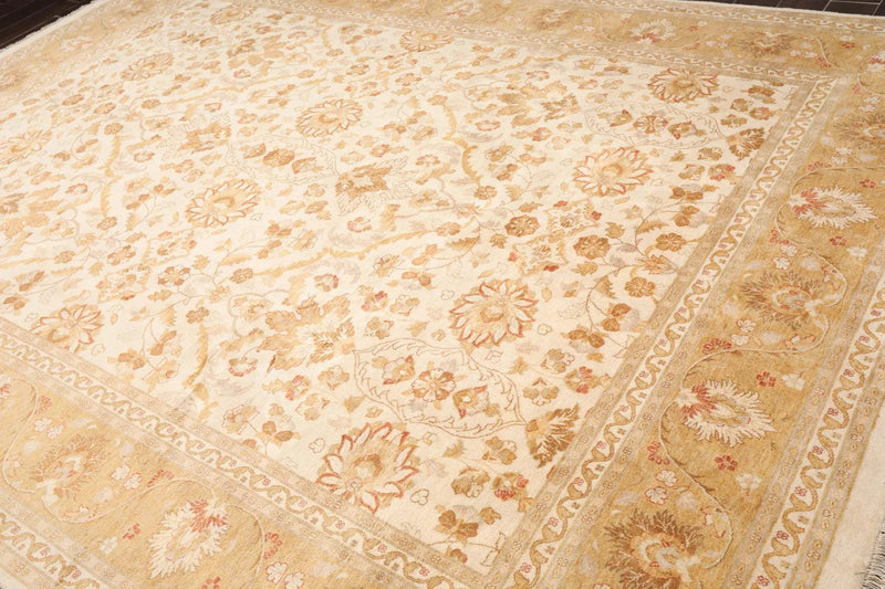 9x12 Masterpiece Unveiled Beige Traditional Wool Rug Pak Persian with 300 KPSI