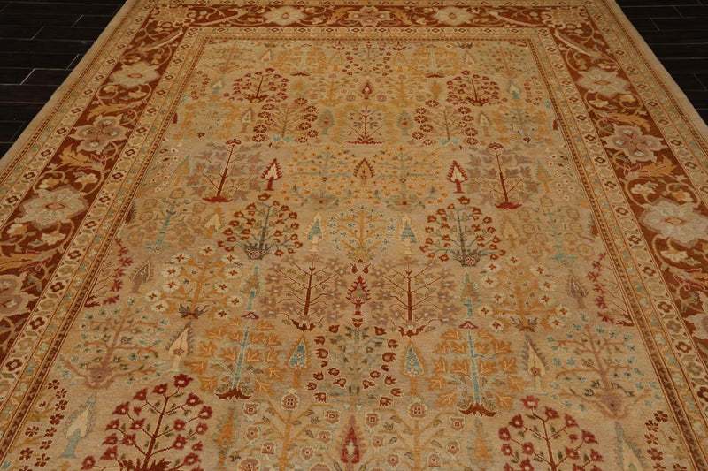9'4"x12'6" Hand Knotted Wool 16/18 Pak Persian 300 KPSI Oriental Area Rug Beige