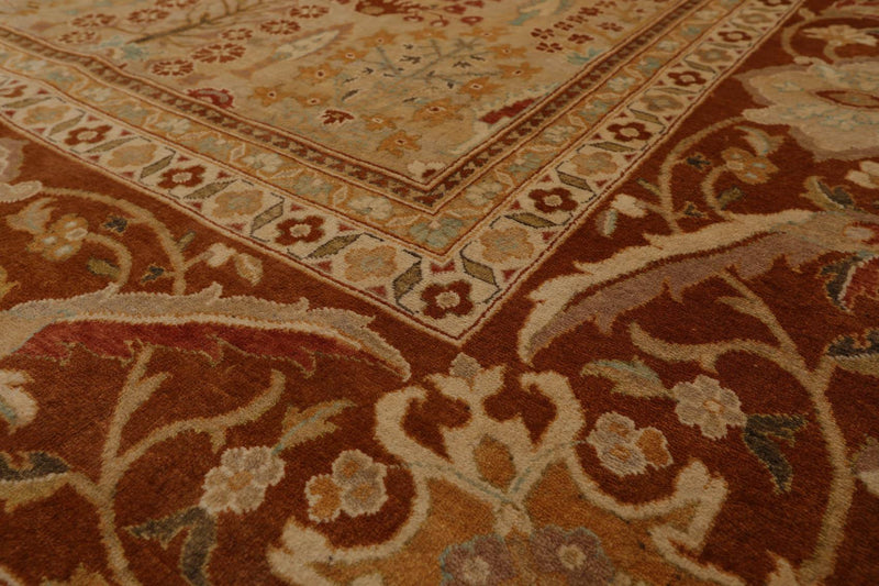 9'4"x12'6" Hand Knotted Wool 16/18 Pak Persian 300 KPSI Oriental Area Rug Beige