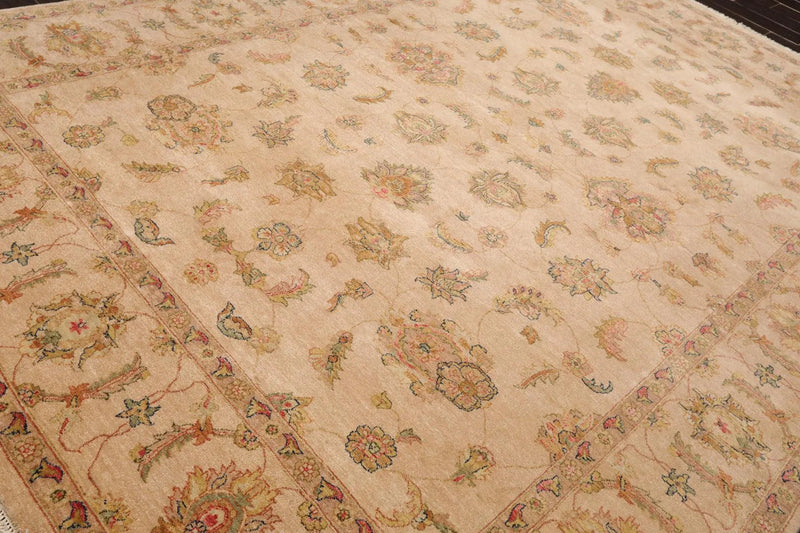 9' x 12' Hand Knotted Wool Agra 200 KPSI Traditional Oriental Area Rug Tan