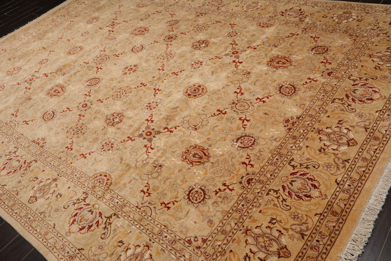 9'2"x12'6" Hand Knotted Wool & Silk16/18 Pak Persian 300 KPSI Oriental Area Rug Beige