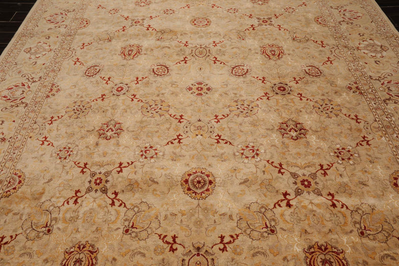 9'2"x12'6" Hand Knotted Wool & Silk16/18 Pak Persian 300 KPSI Oriental Area Rug Beige