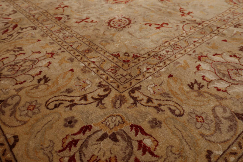 9'2"x12'6" Hand Knotted Wool & Silk16/18 Pak Persian 300 KPSI Oriental Area Rug Beige