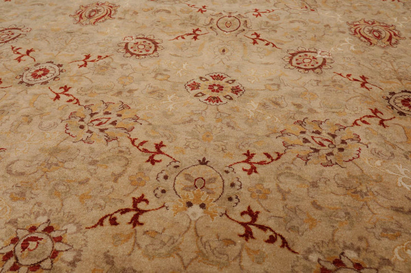9'2"x12'6" Hand Knotted Wool & Silk16/18 Pak Persian 300 KPSI Oriental Area Rug Beige
