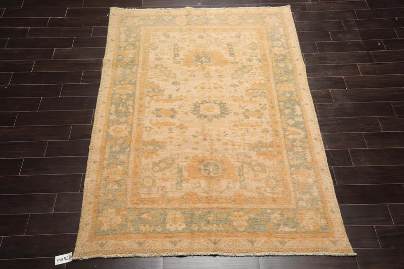 5' 9''x8' Hand Knotted Caucasian  100% Wool Traditional Oriental Area Rug Beige, Sage Color