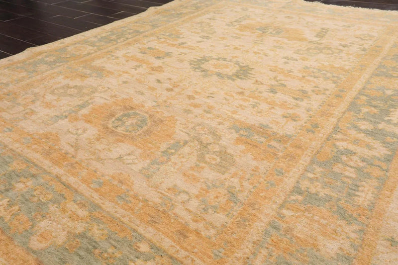 5' 9''x8' Hand Knotted Caucasian  100% Wool Traditional Oriental Area Rug Beige, Sage Color