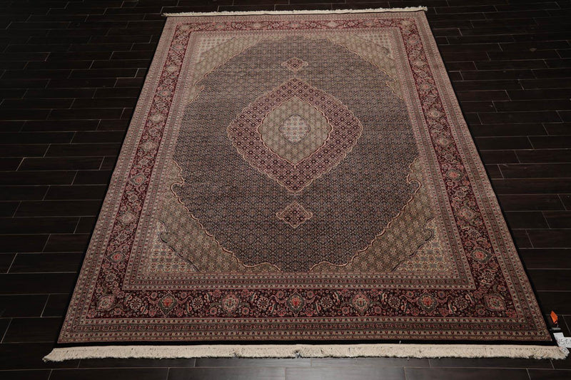 8'8"x12'1" Hand Knotted Wool & Silk Sino Persian Mahi Tabriz 300 KPSI Area Rug