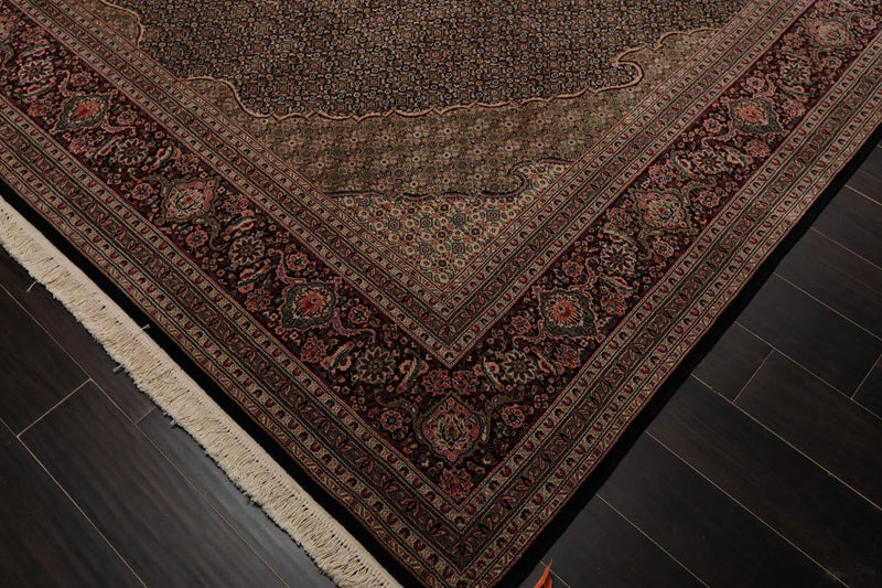 8'8"x12'1" Hand Knotted Wool & Silk Sino Persian Mahi Tabriz 300 KPSI Area Rug