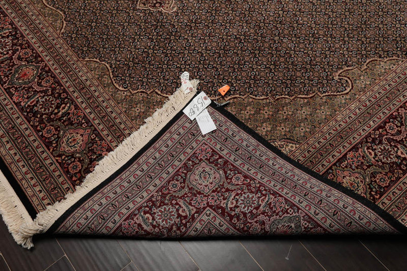 8'8"x12'1" Hand Knotted Wool & Silk Sino Persian Mahi Tabriz 300 KPSI Area Rug